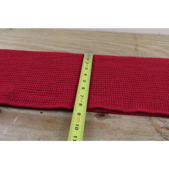 Polo Ralph Lauren Scarf Mens Red Ribbed Wool Blend Winter Toggle Coat Bear Logo - Picture 6 of 6